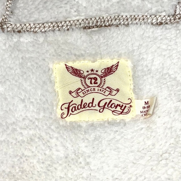 Faded Glory Brown Brushed Hooded Coat with Sherpa like Lining &Trim Sz M - Picture 6 of 9